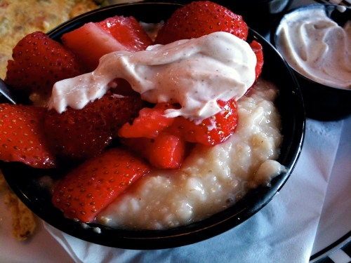 Silver Diner - Oats topped with strawberries and low-fat sour cream w/ cinnamon